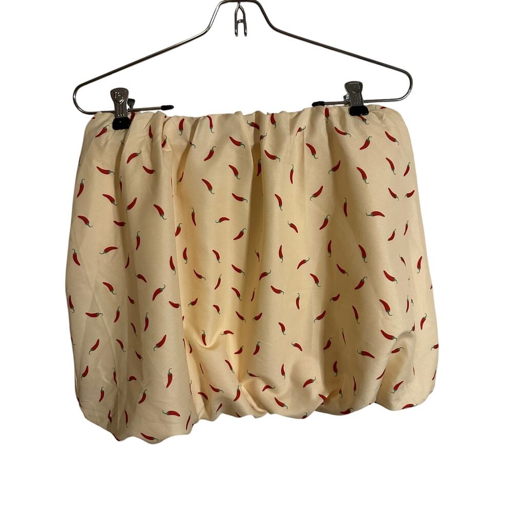 Freshman 1996 Chili Pepper Print Skirt XL 16 Yellow Red Elastic Waist Novelty